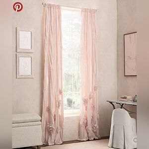 RH Baby & Child Washed Appliquéd Fleur Drapery Panels Restoration Hardware Pink